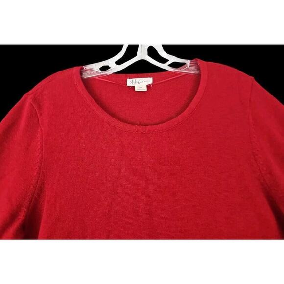 Style & Co ~Woman Size 0X~ Dark Red Ruffled-Sleeve Sweater Top. - Picture 6 of 9
